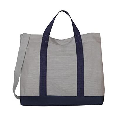 Eco Right Grand sac fourre-tout en toile pour homme, sac fourre-tout à bandoulière pour femme pour le travail, le shopping et la plage, gris, taille unique Eco Right Grand sac fourre-tout en toile pour homme, sac fourre-tout à bandoulière pour femme pour le travail, le shopping et la plage, gris, taille unique