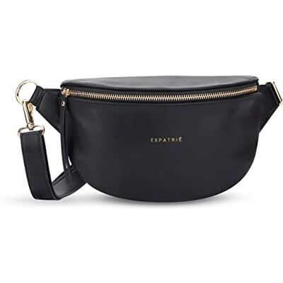 Expatrié Sac à Main pour Femmes Alice Small Banane en Cuir Végétal pour Festival, Voyage et Vie Quotidienne Sac à Hanche Élégant Déperlant, Noir, Taille Unique Expatrié Sac à Main pour Femmes Alice Small Banane en Cuir Végétal pour Festival, Voyage et Vie Quotidienne Sac à Hanche Élégant Déperlant, Noir, Taille Unique