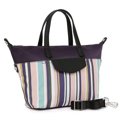 Hexagona Cabas Femme Paris Tote Calypso Collection Violette Nylon Sac à Main Petit Sac à Main Bayadère Violet L 38 x H 22 x P 11 cm Hexagona Cabas Femme Paris Tote Calypso Collection Violette Nylon Sac à Main Petit Sac à Main Bayadère Violet L 38 x H 22 x P 11 cm