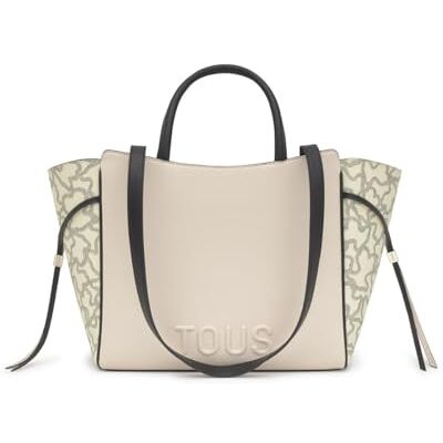 TOUS Kaos Icon 2002186651 Sac City Moyen Femme Beige et Noir, Polyuréthane et Toile, Poignées de Main et Epaule, Fermeture éclair TOUS Kaos Icon 2002186651 Sac City Moyen Femme Beige et Noir, Polyuréthane et Toile, Poignées de Main et Epaule, Fermeture éclair