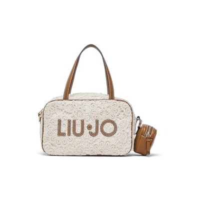 Liu Jo Sac à main Ferielle M en dentelle avec breloque porte-monnaie, crème, 26 x 12 x 16 cm, bandoulière réglable Liu Jo Sac à main Ferielle M en dentelle avec breloque porte-monnaie, crème, 26 x 12 x 16 cm, bandoulière réglable
