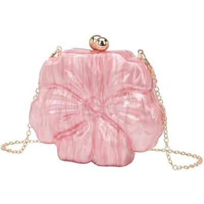 GANYUU Sac Banquet Fleur Multicolore Acrylique Sac Fresh And Sweet Style Pochette Soirée Sac Chaîne, rose, taille unique GANYUU Sac Banquet Fleur Multicolore Acrylique Sac Fresh And Sweet Style Pochette Soirée Sac Chaîne, rose, taille unique