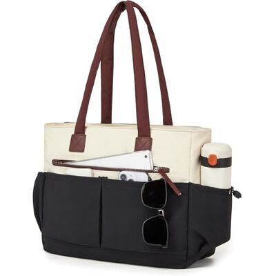 Miss Lulu Sac fourre-tout pour femme, sac à main et à l'épaule avec 10 poches organisées, compartiment pour ordinateur portable 15,6", léger et résistant, imperméable, multi-usage pour le travail Miss Lulu Sac fourre-tout pour femme, sac à main et à l'épaule avec 10 poches organisées, compartiment pour ordinateur portable 15,6", léger et résistant, imperméable, multi-usage pour le travail