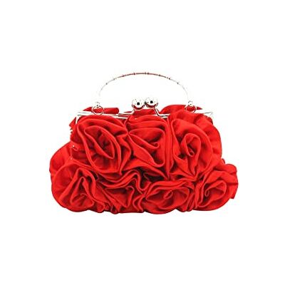 CORIOS Pochette de Soirée pour Femme Fleur Sac de Soirée Elegance Satin Embrayage Sacs à Main D'épaule de Mariée Sacs Fourre-Tout de Chaîne pour Fête Mariage Banquet, Rouge, L, Embrayage CORIOS Pochette de Soirée pour Femme Fleur Sac de Soirée Elegance Satin Embrayage Sacs à Main D'épaule de Mariée Sacs Fourre-Tout de Chaîne pour Fête Mariage Banquet, Rouge, L, Embrayage