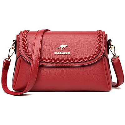 Leathario Sac Bandoulière Femme Cuir Vintage Rétro Porte Epaule Besace Sacoche Croisé Travers Pochette Soirée Mode Travail Shopping Elégant Tendance Chic, Rouge1 Leathario Sac Bandoulière Femme Cuir Vintage Rétro Porte Epaule Besace Sacoche Croisé Travers Pochette Soirée Mode Travail Shopping Elégant Tendance Chic, Rouge1