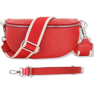 Blade Sac banane en cuir véritable, sac élégant avec 2 larges bandoulières amovibles et réglables (à motif et en cuir), sac de poitrine pour femme, Rouge-2, S Blade Sac banane en cuir véritable, sac élégant avec 2 larges bandoulières amovibles et réglables (à motif et en cuir), sac de poitrine pour femme, Rouge-2, S