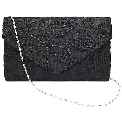 ATBUSS Pochette Enveloppe En Dentelle Sac à Bandoulière, Fourre-Tout En Dentelle Florale, Pochette De Soirée, Noir, 22*13*5 cm ATBUSS Pochette Enveloppe En Dentelle Sac à Bandoulière, Fourre-Tout En Dentelle Florale, Pochette De Soirée, Noir, 22*13*5 cm
