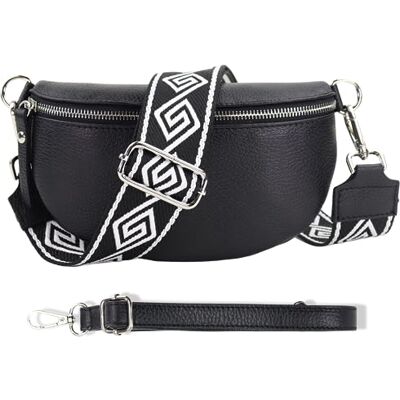 Blade Sac banane pour femme en cuir véritable, sac banane élégant pour femme avec 2 ceintures à motifs et en cuir amovibles et réglables, sac bandoulière et de poitrine de qualité supérieure, Noir-3, Blade Sac banane pour femme en cuir véritable, sac banane élégant pour femme avec 2 ceintures à motifs et en cuir amovibles et réglables, sac bandoulière et de poitrine de qualité supérieure, Noir-3,