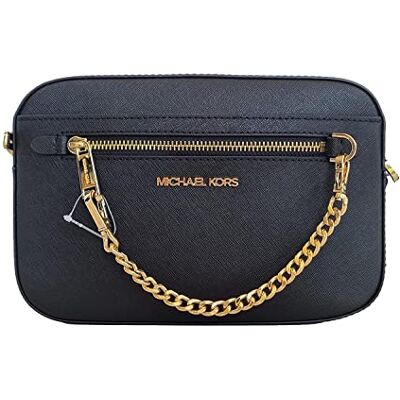 Michael Kors Sac à bandoulière Jet Set Large East West Chain pour femme, Noir, L Michael Kors Sac à bandoulière Jet Set Large East West Chain pour femme, Noir, L