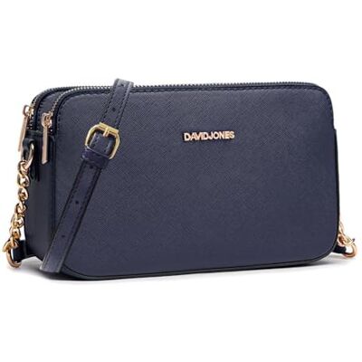 David Jones Petit Sac Bandoulière Femme Pochette Téléphone Portable Cuir PU Rigide Besace Chaînes Porté Epaule Sacoche 3 Compartiments Poches Soirée Shopping Ville Tendance David Jones Petit Sac Bandoulière Femme Pochette Téléphone Portable Cuir PU Rigide Besace Chaînes Porté Epaule Sacoche 3 Compartiments Poches Soirée Shopping Ville Tendance