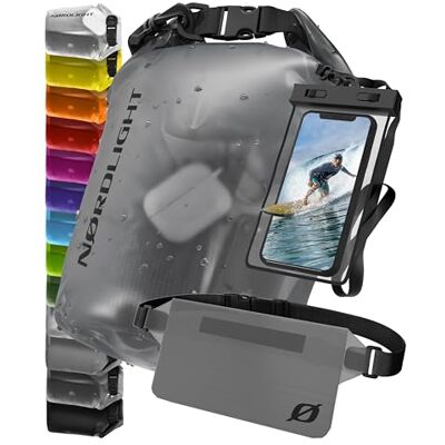 Nordlight Sac Étanche Avec Pochette Étanche Téléphone Et Sac Banane (20L, Anthracite Transparent) Sac Étanche IPX8 Avec Fermeture À Enroulement Natation, Bateau, Plage, Stand Up Paddle Nordlight Sac Étanche Avec Pochette Étanche Téléphone Et Sac Banane (20L, Anthracite Transparent) Sac Étanche IPX8 Avec Fermeture À Enroulement Natation, Bateau, Plage, Stand Up Paddle