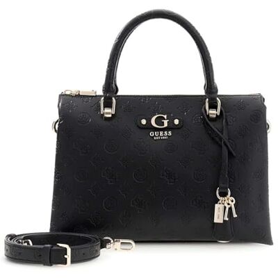 GUESS sac à main sac à épaule bandoulière Dita Multi Compartment Satchel Black Logo noir GUESS sac à main sac à épaule bandoulière Dita Multi Compartment Satchel Black Logo noir