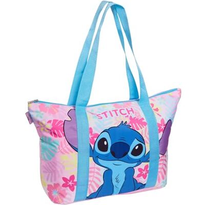 Disney Sac fourre-tout Stitch pour femmes et filles, sac de plage à fermeture éclair, entièrement doublé, grande poignée sur le dessus, sac de courses de nuit Disney Sac fourre-tout Stitch pour femmes et filles, sac de plage à fermeture éclair, entièrement doublé, grande poignée sur le dessus, sac de courses de nuit