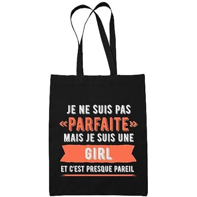 Planetee Tote bag une Girl Parfaite Noir Idée Cadeau Sac cabas Bandoulière, Sac de Plage, Sac à Main Imprimé en France, Noir Planetee Tote bag une Girl Parfaite Noir Idée Cadeau Sac cabas Bandoulière, Sac de Plage, Sac à Main Imprimé en France, Noir