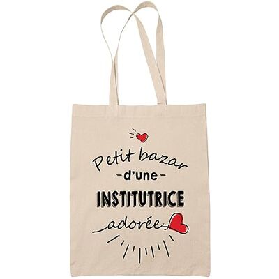 Planetee Tote bag Institutrice adorée femme Idée Cadeau Sac cabas Bandoulière, Sac de Plage Imprimé en France, Beige Planetee Tote bag Institutrice adorée femme Idée Cadeau Sac cabas Bandoulière, Sac de Plage Imprimé en France, Beige