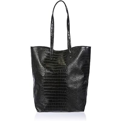 PIECES PCJASMIN CROCO SHOPPER, Noir, Einheitsgröße PIECES PCJASMIN CROCO SHOPPER, Noir, Einheitsgröße