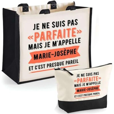 Planetee Duo cabas jute et trousse noire Marie-Josèphe Parfaite Cadeau humour femme Anniversaire Noël fête des Mères Mamie Sac shopping courses et pochette Planetee Duo cabas jute et trousse noire Marie-Josèphe Parfaite Cadeau humour femme Anniversaire Noël fête des Mères Mamie Sac shopping courses et pochette