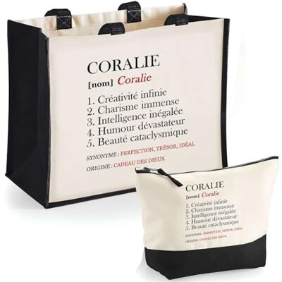 Planetee Duo cabas jute et trousse noir Coralie Définition Cadeau Femme Fête des Mères Humour Mamie Set Shopping Sac de courses et Pochette Planetee Duo cabas jute et trousse noir Coralie Définition Cadeau Femme Fête des Mères Humour Mamie Set Shopping Sac de courses et Pochette