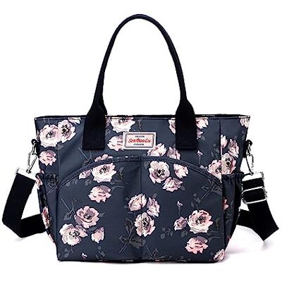 NICOLE & DORIS Sac à bandoulière décontracté à fleurs pour femme, grand sac fourre-tout, multi-poches, sac à bandoulière en nylon, sac à bandoulière coloré pour le shopping, la randonnée, un usage NICOLE & DORIS Sac à bandoulière décontracté à fleurs pour femme, grand sac fourre-tout, multi-poches, sac à bandoulière en nylon, sac à bandoulière coloré pour le shopping, la randonnée, un usage