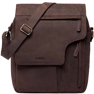 LEABAGS Sac à bandoulière en cuir pour homme et femme Sac pour ordinateur portable en cuir véritable jusqu'à 13 pouces Messenger Bag avec bandoulière Sac de travail, transport et à main LEABAGS Sac à bandoulière en cuir pour homme et femme Sac pour ordinateur portable en cuir véritable jusqu'à 13 pouces Messenger Bag avec bandoulière Sac de travail, transport et à main