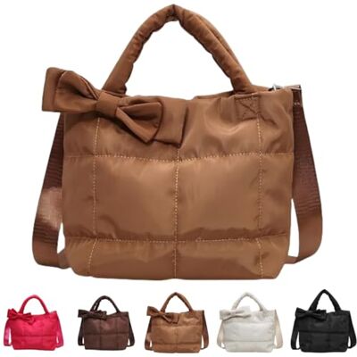 PHFDQKG Sac fourre-tout avec nœud pour femme, un sac à bandoulière matelassé léger et moelleux, parfait pour les trajets quotidiens, le shopping et les voyages. PHFDQKG Sac fourre-tout avec nœud pour femme, un sac à bandoulière matelassé léger et moelleux, parfait pour les trajets quotidiens, le shopping et les voyages.