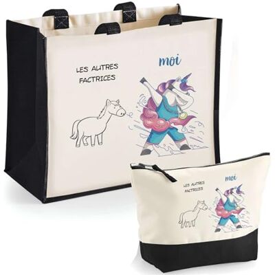Planetee Duo cabas jute et trousse noir Factrices Les Autres vs Moi Cadeau Anniversaire Femme Noël Fête des Mères Set Shopping Sac de courses & Pochette Planetee Duo cabas jute et trousse noir Factrices Les Autres vs Moi Cadeau Anniversaire Femme Noël Fête des Mères Set Shopping Sac de courses & Pochette