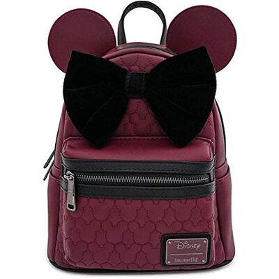 Loungefly X Minnie Mouse Gesteppter Kunstleder-Mini-sac à dos avec Samtschleife Loungefly X Minnie Mouse Gesteppter Kunstleder-Mini-sac à dos avec Samtschleife