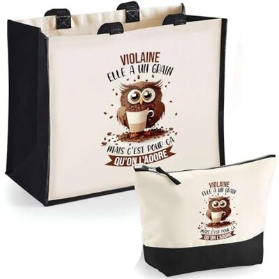 Planetee Duo cabas jute et trousse noir Violaine Chouette Grain Cadeau Anniversaire Femme Noël Fête des Mères Set Shopping Sac de courses & Pochette Planetee Duo cabas jute et trousse noir Violaine Chouette Grain Cadeau Anniversaire Femme Noël Fête des Mères Set Shopping Sac de courses & Pochette