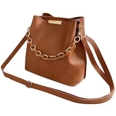 LCKKJHG Sac BandoulièRe Femme Cuir Rétro élégant femme chaîne fourre-tout sac seau femmes en cuir Portable à main voyage Simple épaule de messager pour le Quotidien LCKKJHG Sac BandoulièRe Femme Cuir Rétro élégant femme chaîne fourre-tout sac seau femmes en cuir Portable à main voyage Simple épaule de messager pour le Quotidien