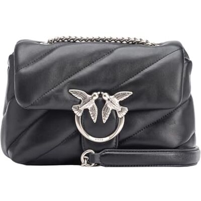 Pinko Love Mini Puff Cl Sheep Nappa, sac femme, taille unique, Z99o_noir-old Silver, Taglia unica Pinko Love Mini Puff Cl Sheep Nappa, sac femme, taille unique, Z99o_noir-old Silver, Taglia unica