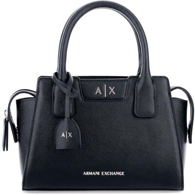 Giorgio Armani Exchange A X Women's Amelie, logo embossed loging, shiny effect, black, Tote S Amelie, logo embossed logo lettering, shiny effect small size Giorgio Armani Exchange A X Women's Amelie, logo embossed loging, shiny effect, black, Tote S Amelie, logo embossed logo lettering, shiny effect small size