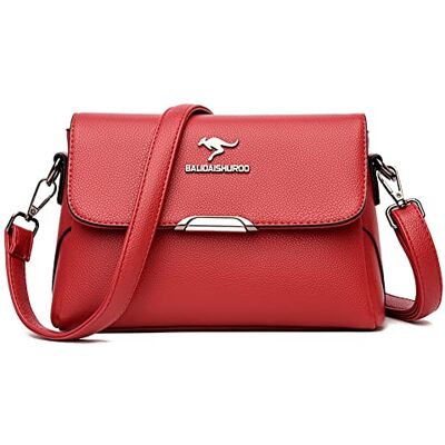 Leathario Sac Bandoulière Femme Cuir Vintage Rétro Porte Epaule Besace Sacoche Croisé Travers Pochette Soirée Mode Travail Shopping Elégant Tendance Chic, Rouge Leathario Sac Bandoulière Femme Cuir Vintage Rétro Porte Epaule Besace Sacoche Croisé Travers Pochette Soirée Mode Travail Shopping Elégant Tendance Chic, Rouge