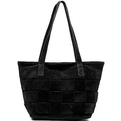 FIRENZE ARTEGIANI . Agnone Sac Shopper Femme Cuir Véritable Finition Daim 38 x 14 x 24 cm Couleur : Noir, Noir, Utilitaire FIRENZE ARTEGIANI . Agnone Sac Shopper Femme Cuir Véritable Finition Daim 38 x 14 x 24 cm Couleur : Noir, Noir, Utilitaire