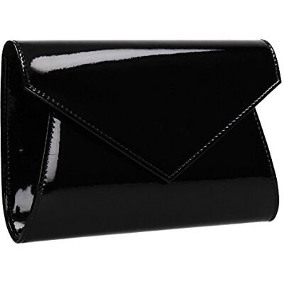 SwankySwans Lenny Pochette métallique en cuir verni pour femme, Noir, taille unique SwankySwans Lenny Pochette métallique en cuir verni pour femme, Noir, taille unique