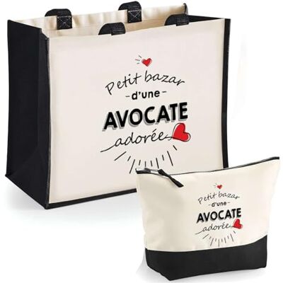 Planetee Duo cabas jute et trousse noir Bazar d'une Avocate adorée Set de Shopping Femme Anniversaire Noël Fête des Mères Cadeau Mamie Sac de courses et Pochette Planetee Duo cabas jute et trousse noir Bazar d'une Avocate adorée Set de Shopping Femme Anniversaire Noël Fête des Mères Cadeau Mamie Sac de courses et Pochette