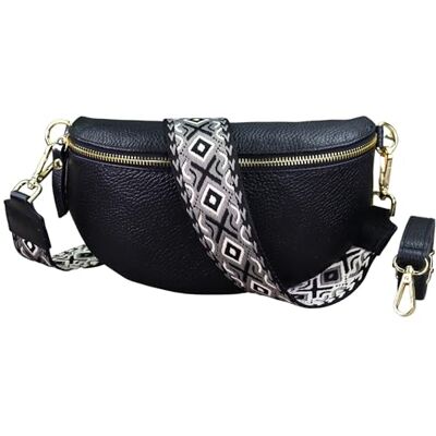 Blade Sac banane doré pour femme en cuir véritable, sac banane élégant pour femme avec 2 larges ceintures à motifs et en cuir amovibles et réglables, sac bandoulière pour femme, sac de poitrine de Blade Sac banane doré pour femme en cuir véritable, sac banane élégant pour femme avec 2 larges ceintures à motifs et en cuir amovibles et réglables, sac bandoulière pour femme, sac de poitrine de