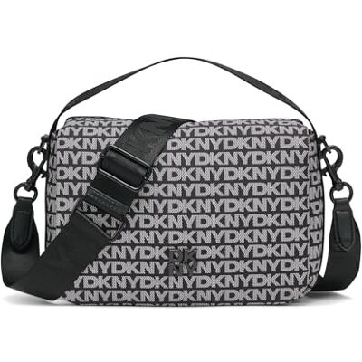 DKNY Jenny Flap Shoulder pour femme 100% polyester avec bordure en polyuréthane, logo noir et noir, Logo noir et noir DKNY Jenny Flap Shoulder pour femme 100% polyester avec bordure en polyuréthane, logo noir et noir, Logo noir et noir