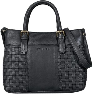 STILORD "Daniela" Moderne Sac à Main Cuir Femme avec Aspect Tressé Vintage Sac à Anse Sac Bandoulière Femmes Tote Bag Cuir Véritable Couleur:noir STILORD "Daniela" Moderne Sac à Main Cuir Femme avec Aspect Tressé Vintage Sac à Anse Sac Bandoulière Femmes Tote Bag Cuir Véritable Couleur:noir