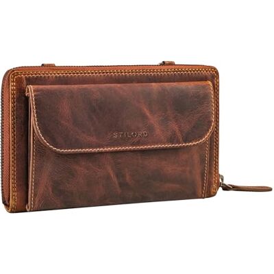 STILORD "Monica" Femmes Portefeuille en cuir avec compartiment pour téléphone portable Sac à main Porte-monnaie feminin Sac à bandoulière Femme Couleur:salerno marron STILORD "Monica" Femmes Portefeuille en cuir avec compartiment pour téléphone portable Sac à main Porte-monnaie feminin Sac à bandoulière Femme Couleur:salerno marron