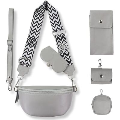Blade Sac Banane en Cuir Véritable pour Femme Sac à Bandoulière Élégant avec 2 Bretelles Réglables Amovibles Poche Poitrine Gris Option 8, S Blade Sac Banane en Cuir Véritable pour Femme Sac à Bandoulière Élégant avec 2 Bretelles Réglables Amovibles Poche Poitrine Gris Option 8, S