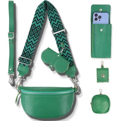 Blade Sac banane pour femme en cuir véritable, sac à bandoulière élégant pour femme, avec 2 bretelles réglables amovibles Poche poitrine pour femme, Vert-option-7, L, Sac banane Blade Sac banane pour femme en cuir véritable, sac à bandoulière élégant pour femme, avec 2 bretelles réglables amovibles Poche poitrine pour femme, Vert-option-7, L, Sac banane