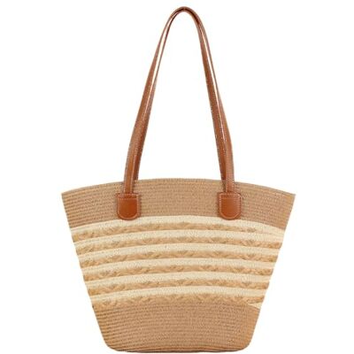 Pahajim Sac de Plage Femme Grand Tote Bag Sacs Paille Boheme Sac a Main Cabas Femme pour Voyages, Vacances, Shopping, Marron Motif Pahajim Sac de Plage Femme Grand Tote Bag Sacs Paille Boheme Sac a Main Cabas Femme pour Voyages, Vacances, Shopping, Marron Motif