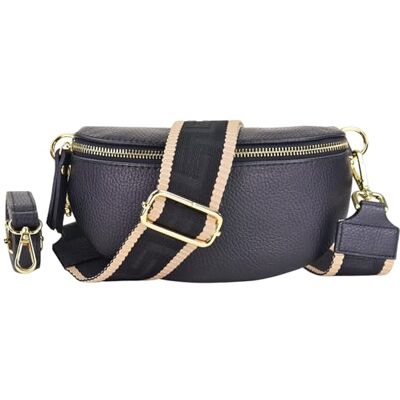 Blade Sac banane doré pour femme en cuir véritable, sac banane élégant pour femme avec 2 larges ceintures à motifs et en cuir amovibles et réglables, sac bandoulière pour femme, sac de poitrine de Blade Sac banane doré pour femme en cuir véritable, sac banane élégant pour femme avec 2 larges ceintures à motifs et en cuir amovibles et réglables, sac bandoulière pour femme, sac de poitrine de