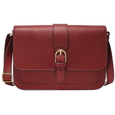 Fossil Sac à mains femme Zoey petit Sac crossbody en cuir noir rouge, l : 19.7 cm, l : 3.8 cm, h : 11.4 cm, ZB1937602 Fossil Sac à mains femme Zoey petit Sac crossbody en cuir noir rouge, l : 19.7 cm, l : 3.8 cm, h : 11.4 cm, ZB1937602