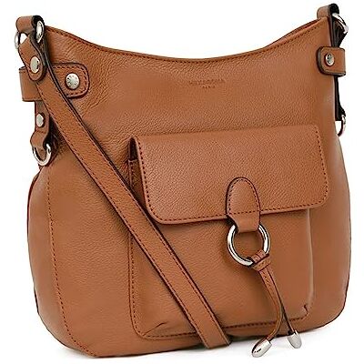 Hexagona Sac porté Travers Compatible téléphone Portable pour Femme Collection Confort en Cuir, Tan, Contemporain Hexagona Sac porté Travers Compatible téléphone Portable pour Femme Collection Confort en Cuir, Tan, Contemporain