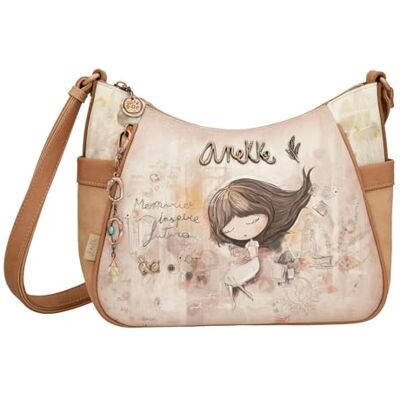 Anekke Grand sac à bandoulière Memories, style décontracté et grande capacité, poches latérales et bandoulière réglable, 30 x 23 x 11 cm, Divers Anekke Grand sac à bandoulière Memories, style décontracté et grande capacité, poches latérales et bandoulière réglable, 30 x 23 x 11 cm, Divers