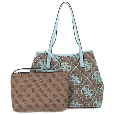 GUESS Sac fourre-tout Vikky pour femme, logo latte/bleu glacé, 33 x 15,5 x 27 cm, Logo/Ice Blue, 33 x 15.5 x 27 GUESS Sac fourre-tout Vikky pour femme, logo latte/bleu glacé, 33 x 15,5 x 27 cm, Logo/Ice Blue, 33 x 15.5 x 27