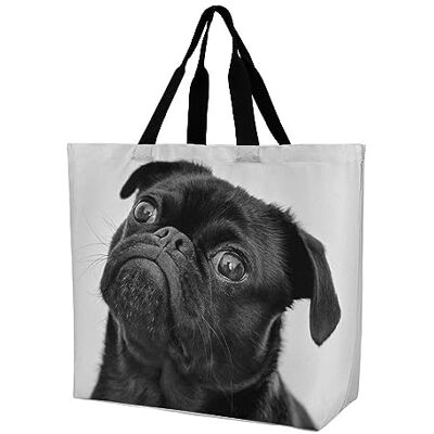 LZNJZ Sacs fourre-tout de grande capacité pour femme, sacs de courses, sac à bandoulière, sac de plage, sac fourre-tout noir mat carlin, Carlin noir terne, 40x40x16cm LZNJZ Sacs fourre-tout de grande capacité pour femme, sacs de courses, sac à bandoulière, sac de plage, sac fourre-tout noir mat carlin, Carlin noir terne, 40x40x16cm