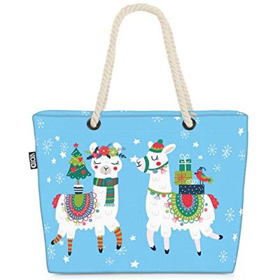 VOID Sac de plage Lamas Bleu 58 x 38 x 16 cm 23 l XXL, multicolore, XXL, décontracté VOID Sac de plage Lamas Bleu 58 x 38 x 16 cm 23 l XXL, multicolore, XXL, décontracté