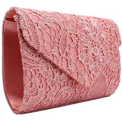 Inzopo Pochette en dentelle florale pour femme, pochette élégante en dentelle satinée pour fêtes et mariages, rose, Sac à bandoulière Inzopo Pochette en dentelle florale pour femme, pochette élégante en dentelle satinée pour fêtes et mariages, rose, Sac à bandoulière